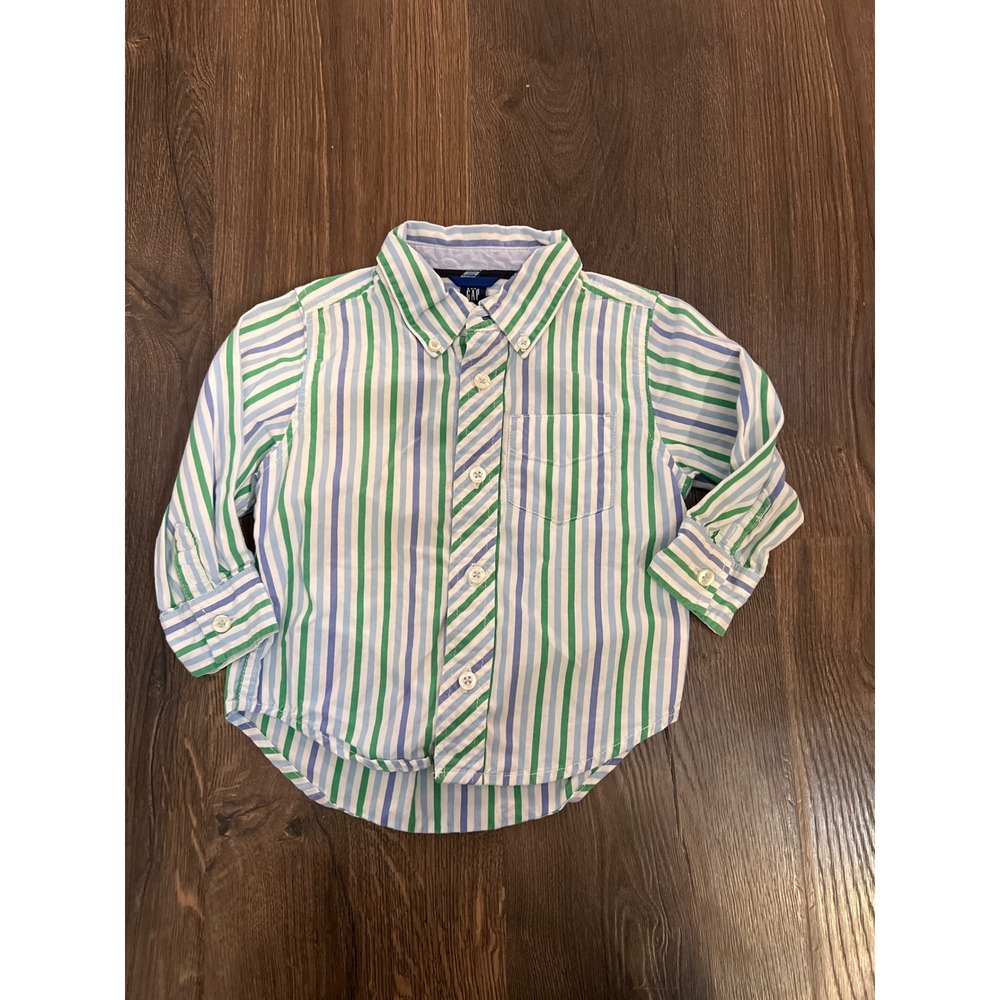 Baby Gap Toddler Button Down Shirt 18-24 Months Striped Long Sleeve Collar Boys